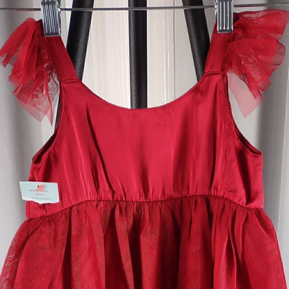 Cat & Jack Little Girls Sleeveless Ruffled Straps Formal Dress Size XS 4-5 (NWT) - Picture 4 of 11